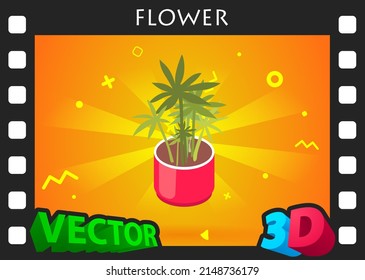Flower isometric design icon. Vector web illustration. 3d colorful concept