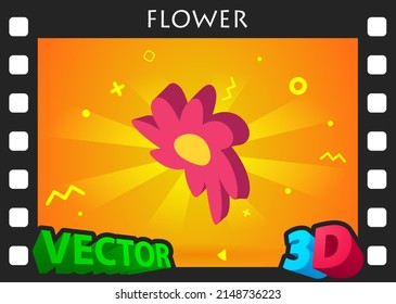 Blumenisometrisches Design-Symbol. Vektorgrafik, Web-Illustration. 3D-Farbkonzept