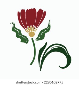 Flower item illustration suitable for print, embroidery and stencil