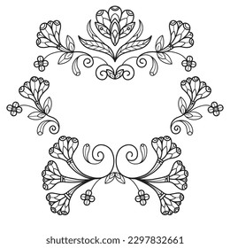 Flower ivy frame hand drawn for adult coloring book