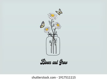 
flower in jar bloom and grow sunflower
