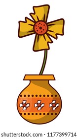 Flower in jar cartoon