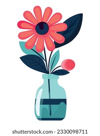 flor en un frasco sobre blanco