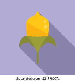 Flower jojoba icon flat vector. Plant seed. Leaf herb