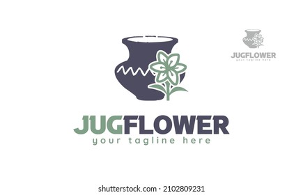 Flower jug ​​logo design. vector