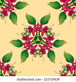 Flower kaleidoscope seamless pattern vector illustration