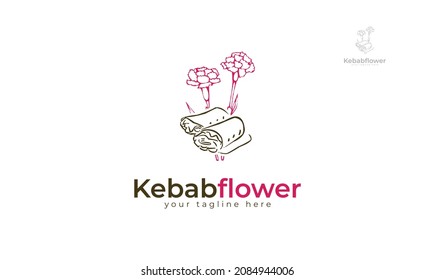Flower kebab logo design. vector
