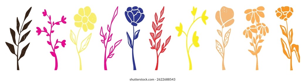 Flower kid crayon pencil vector. Childish flower background. Cheerful l kid draw illustration. Cute flower simple doodle art