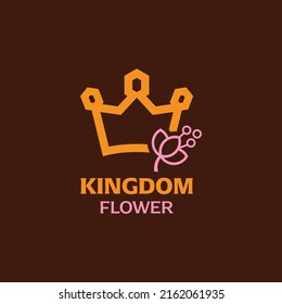 Flower with king logo design vector graphic symbol icon sign illustration creative idea