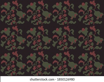 Flower knit seamless pattern, decorative floral vector art, fabric print