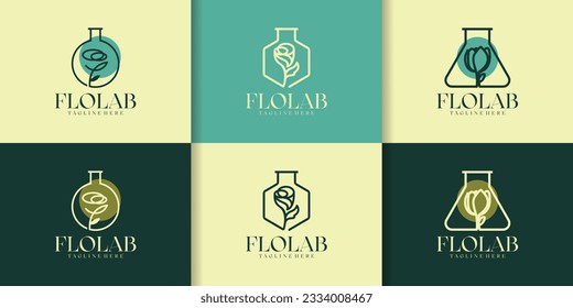 Flower Lab Logo Icon Design Template. Florist, Lab, Rose, Elegant Simple and Modern Vector