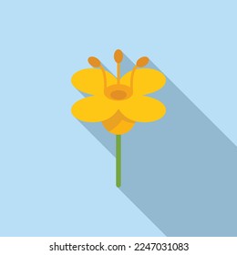 Flower label canola icon flat vector. Oil plant. Olive rape