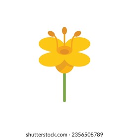 Flower label canola icon flat vector. Oil plant. Olive rape isolated