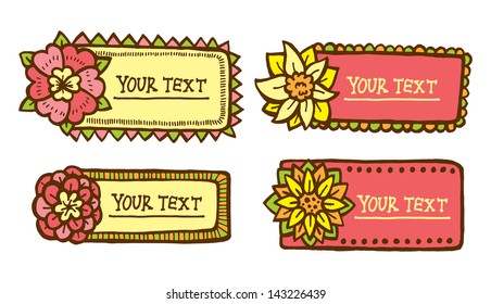 flower label in doodle style