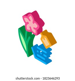 flower label price icon vector. isometric flower label price sign. color isolated symbol illustration