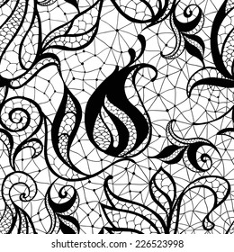 Flower lacy seamless background , vintage vector illustration