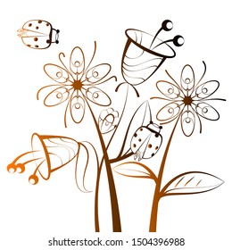 Flower lady beetle abstract vector
