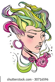 Flower Lady for T-shirt