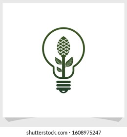 flower and lamp logo design concept, nature elements logo design vector