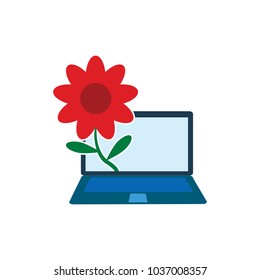 Flower Laptop Logo Icon Design