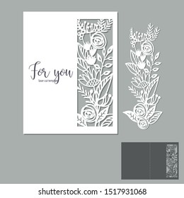 Flower Laser cutting template for decoration, wedding cards, invitations, interior decorative elements.