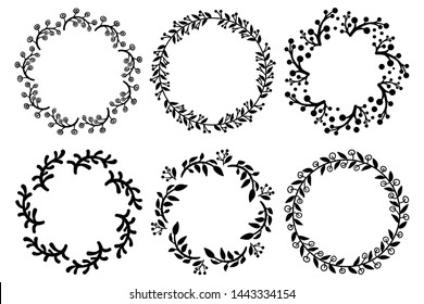 Flower laurel circle frame on white background
Vector Collection of Laurels, Floral Elements and Banners, stock vector illustration