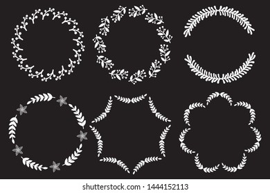 Flower laurel circle frame on black background
Vector Collection of Laurels, Floral Elements and Banners, stock vector illustration