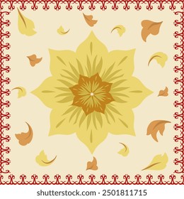 Flower and leaf Abstract, Navajo Native American Indian, Ethnic, tribal, traditional, pattern design for carpet, print, wrap, decorative, illustration 
