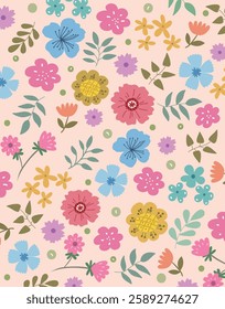 Flower and leaf background image, flower pattern, plant, nature, illustration