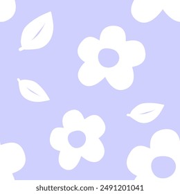 flower and leaf blooming in purple baby soft seamless pattern wallpaper backgrounds 