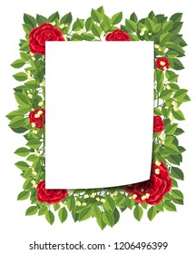 ilustración de borde de flores y hojas