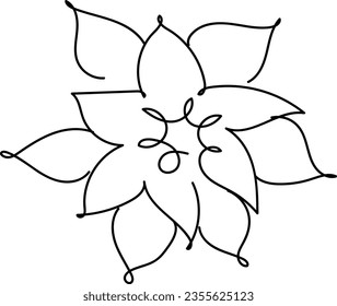 flower and leaf botanical one line hand drawing element