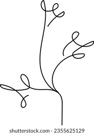 flower and leaf botanical one line hand drawing element