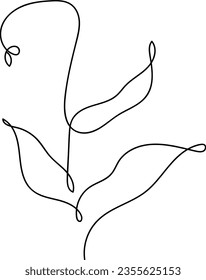 flower and leaf botanical one line hand drawing element