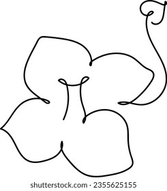 flor y hoja botánica elemento de dibujo de una línea a mano