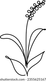 flower and leaf botanical one line hand drawing element