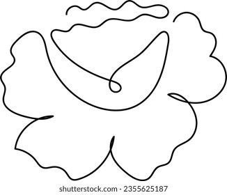 flor y hoja botánica elemento de dibujo de una línea a mano