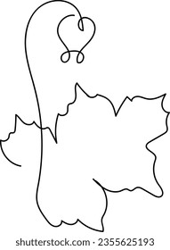 flower and leaf botanical one line hand drawing element
