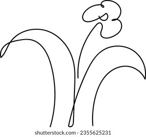 flower and leaf botanical one line hand drawing element