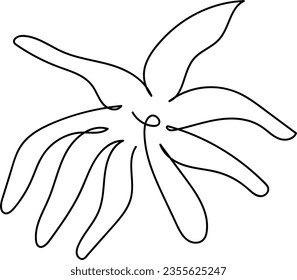 flor y hoja botánica elemento de dibujo de una línea a mano