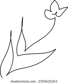 flor y hoja botánica elemento de dibujo de una línea a mano