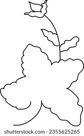 flower and leaf botanical one line hand drawing element