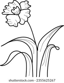 flower and leaf botanical one line hand drawing element