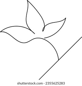 flower and leaf botanical one line hand drawing element
