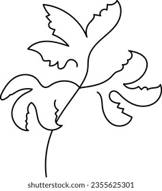 flor y hoja botánica elemento de dibujo de una línea a mano