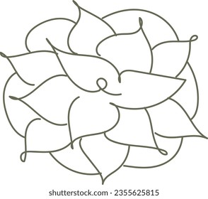 flower and leaf botanical one line hand drawing element