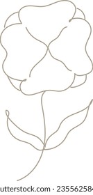 flower and leaf botanical one line hand drawing element