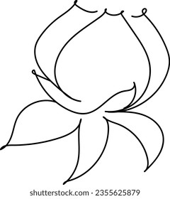 flower and leaf botanical one line hand drawing element