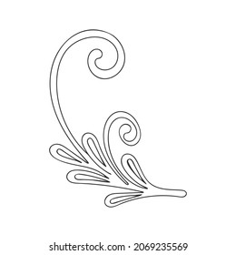 Flower leaf branch coloring page. Line sketch of a garden plant. Hand drawn vector illustration in doodle style. Coloring book for children and adults.