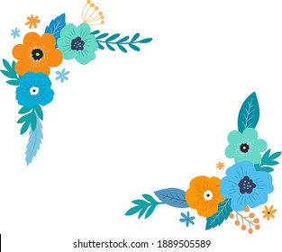 Blume und Rahmen für die Blattverzierung Handgemalt